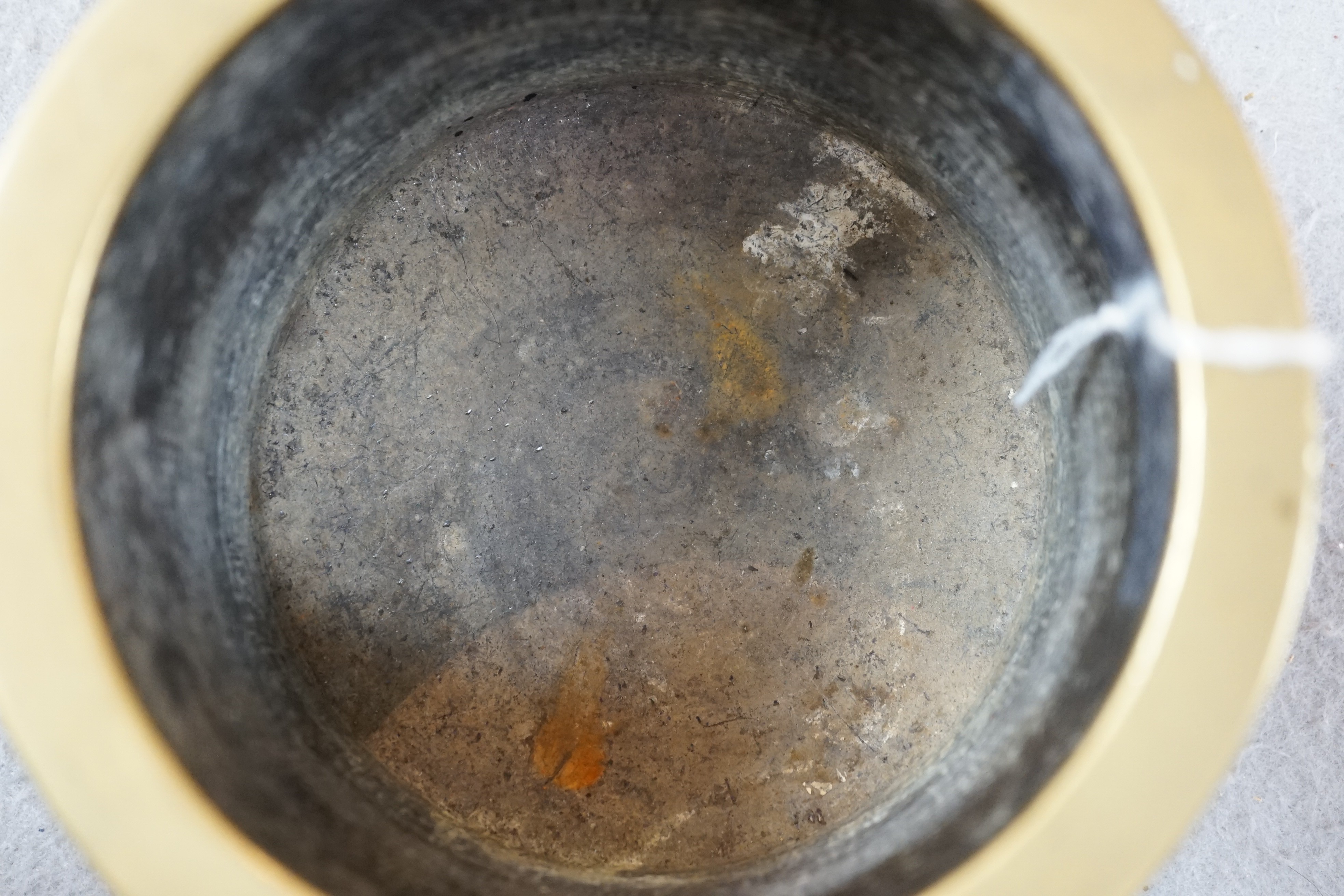 A Chinese bronze censer, two character Xuande seal mark, 18th century, 10.4cm high, 12.1cm diameter, small dents